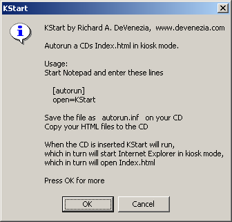 Screenshot of KStart help dialog